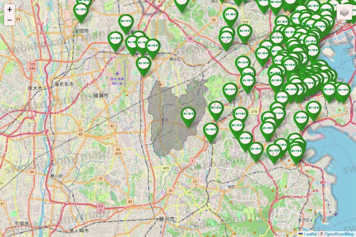 神奈川県のまいばすけっとの店舗地図