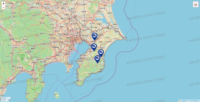 千葉県のナフコの店舗地図