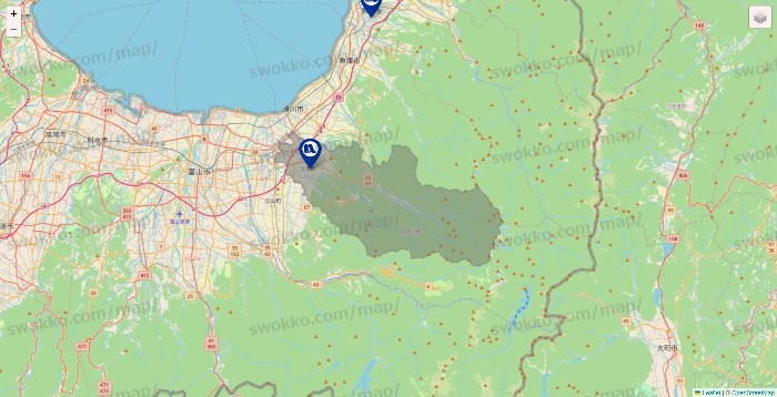 富山県のナフコの店舗地図