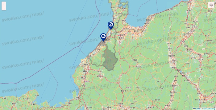 石川県のナフコの店舗地図
