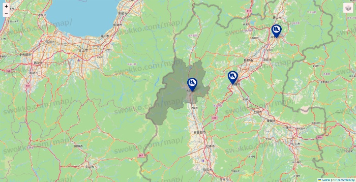 長野県のナフコの店舗地図