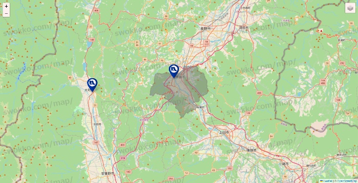 長野県のナフコの店舗地図