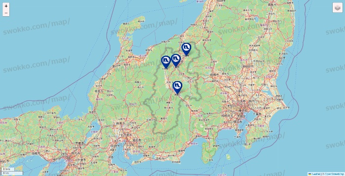 長野県のナフコの店舗地図