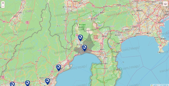 静岡県のナフコの店舗地図