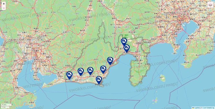 静岡県のナフコの店舗地図