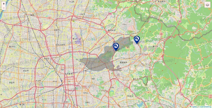 愛知県のナフコの店舗地図