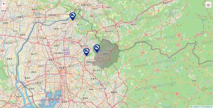 愛知県のナフコの店舗地図