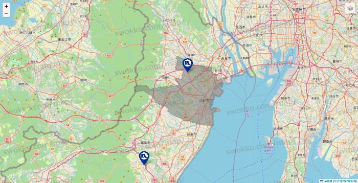 三重県のナフコの店舗地図