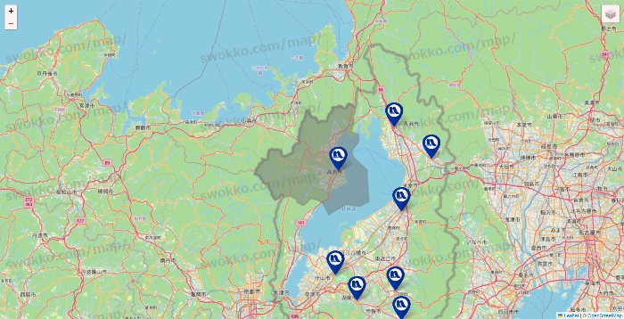 滋賀県のナフコの店舗地図