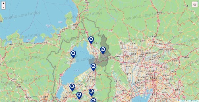 滋賀県のナフコの店舗地図