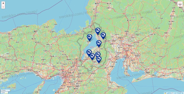 滋賀県のナフコの店舗地図