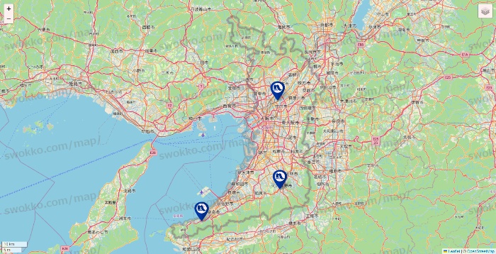 大阪府のナフコの店舗地図