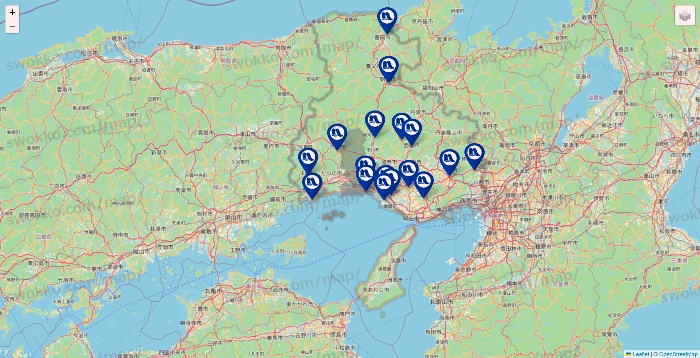 兵庫県のナフコの店舗地図