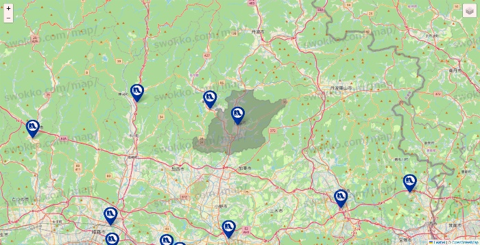 兵庫県のナフコの店舗地図