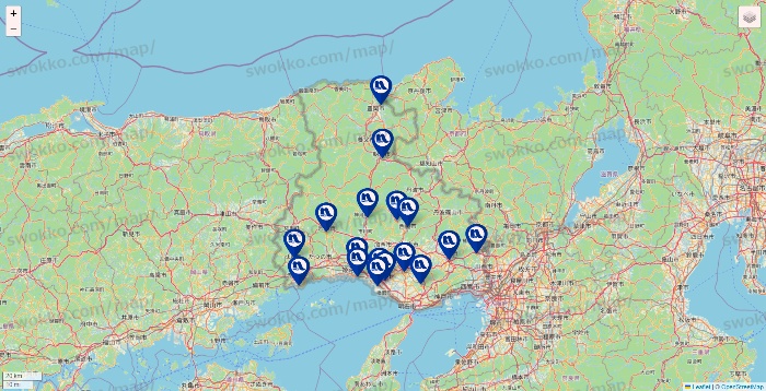 兵庫県のナフコの店舗地図