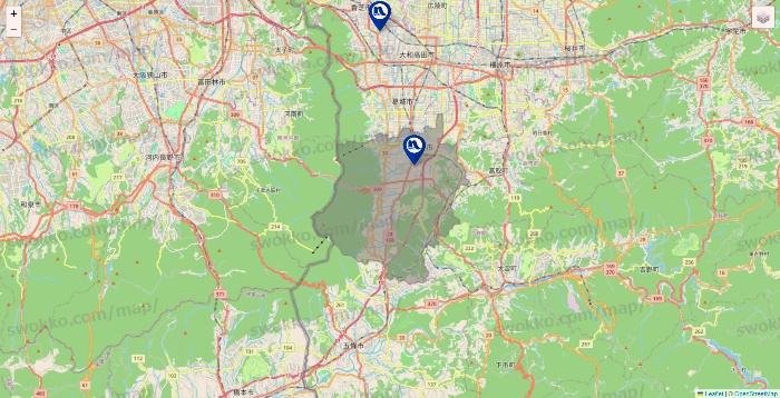 奈良県のナフコの店舗地図