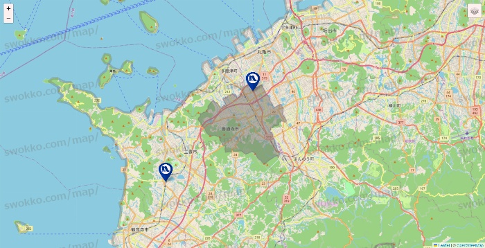 香川県のナフコの店舗地図