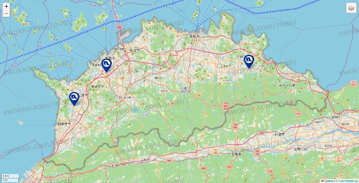 香川県のナフコの店舗地図