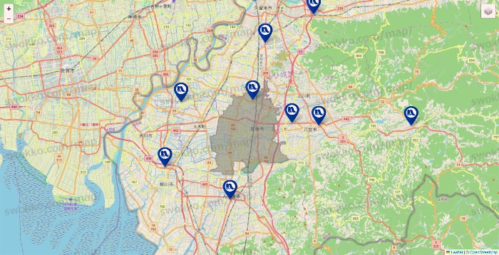 福岡県のナフコの店舗地図