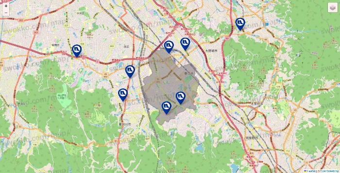 福岡県のナフコの店舗地図