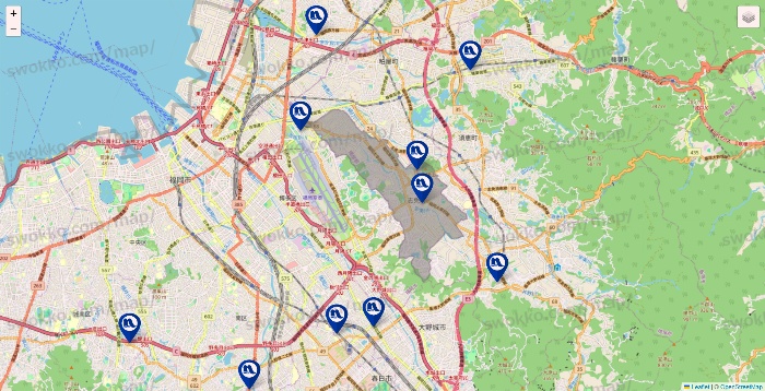 福岡県のナフコの店舗地図