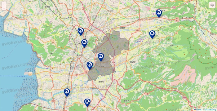 熊本県のナフコの店舗地図