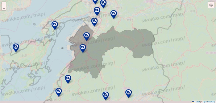 熊本県のナフコの店舗地図