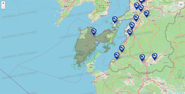 熊本県のナフコの店舗地図