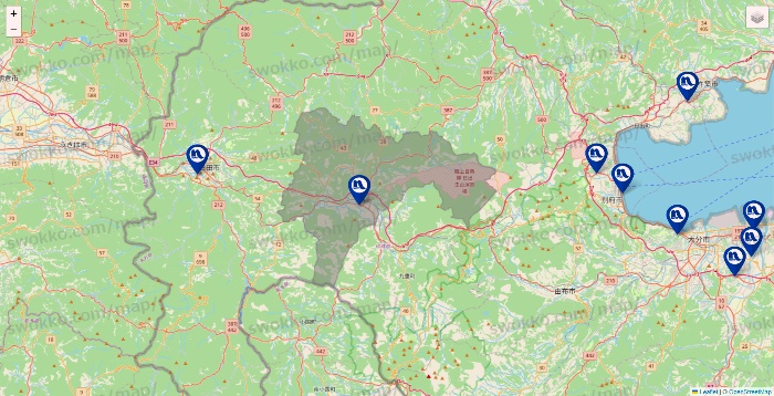 大分県のナフコの店舗地図