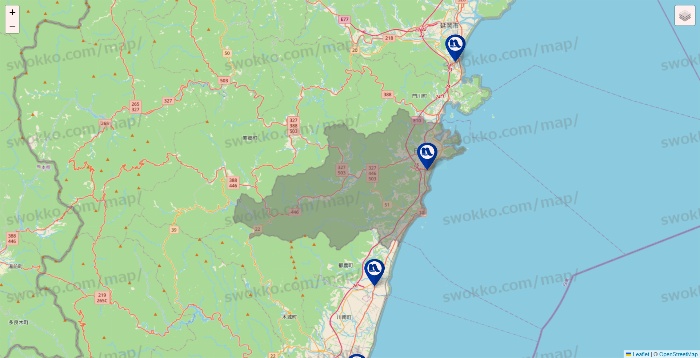 宮崎県のナフコの店舗地図