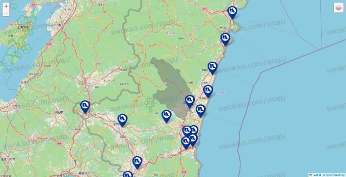 宮崎県のナフコの店舗地図