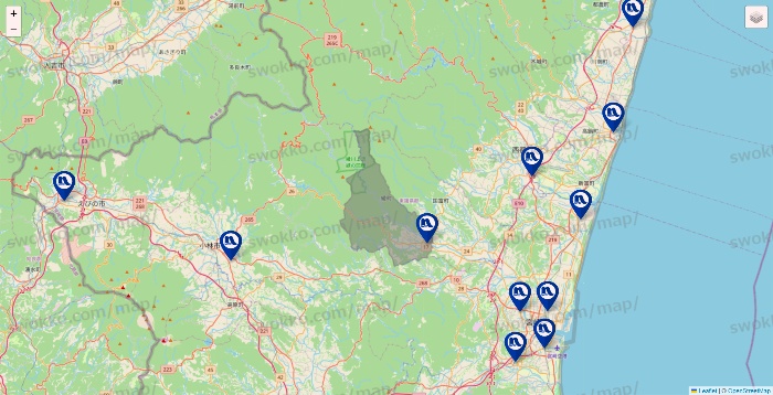 宮崎県のナフコの店舗地図