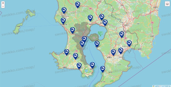 鹿児島県のナフコの店舗地図