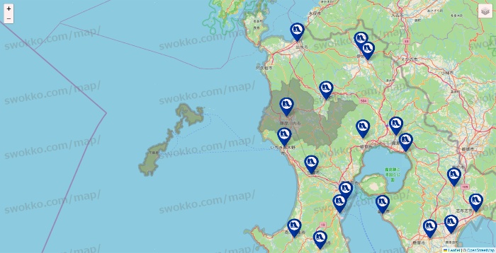 鹿児島県のナフコの店舗地図