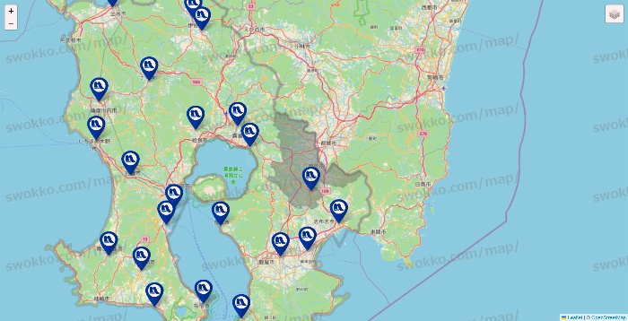 鹿児島県のナフコの店舗地図