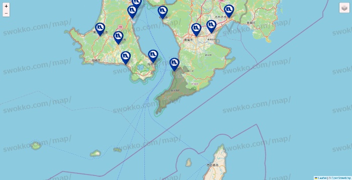 鹿児島県のナフコの店舗地図