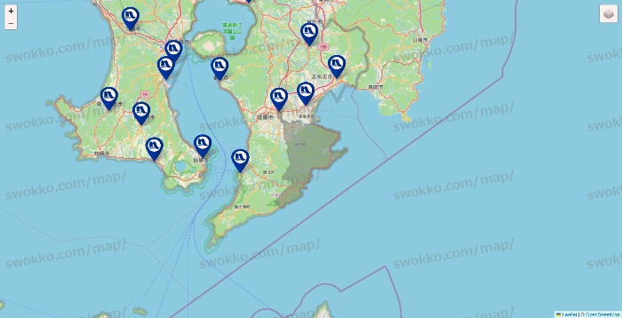 鹿児島県のナフコの店舗地図