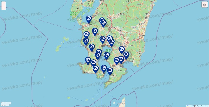 鹿児島県のナフコの店舗地図