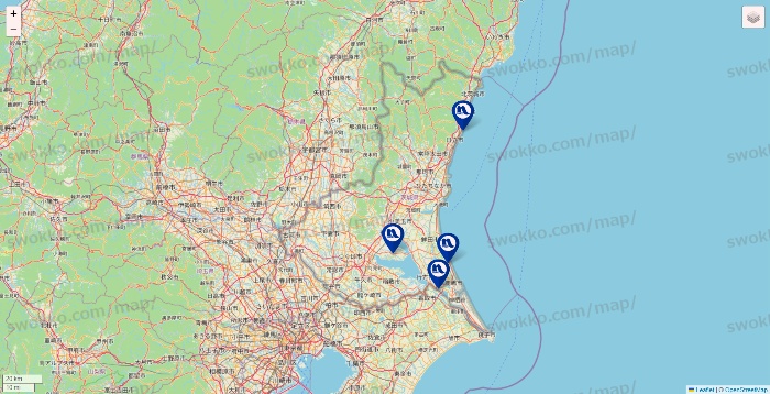 茨城県のナフコの店舗地図