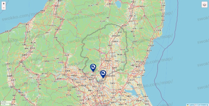 栃木県のナフコの店舗地図