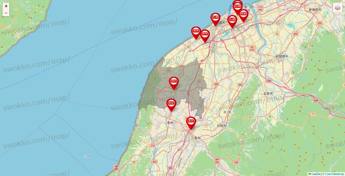 新潟県のなんじゃ村の店舗地図