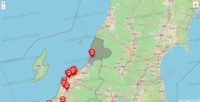 新潟県のなんじゃ村の店舗地図