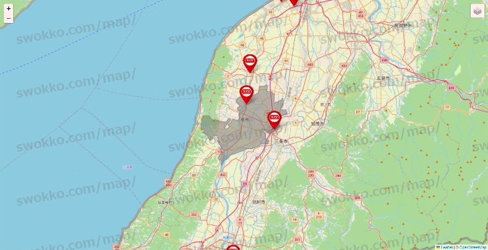 新潟県のなんじゃ村の店舗地図