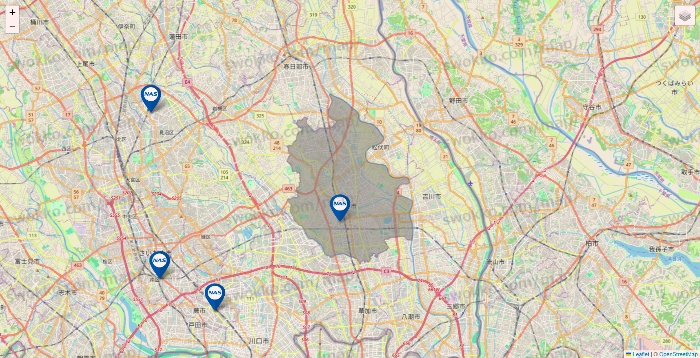 埼玉県のスポーツクラブNASの店舗地図