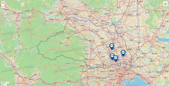 埼玉県のスポーツクラブNASの店舗地図