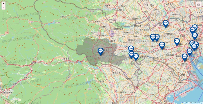 東京都のスポーツクラブNASの店舗地図