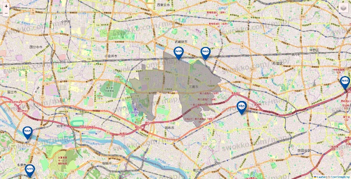 東京都のスポーツクラブNASの店舗地図