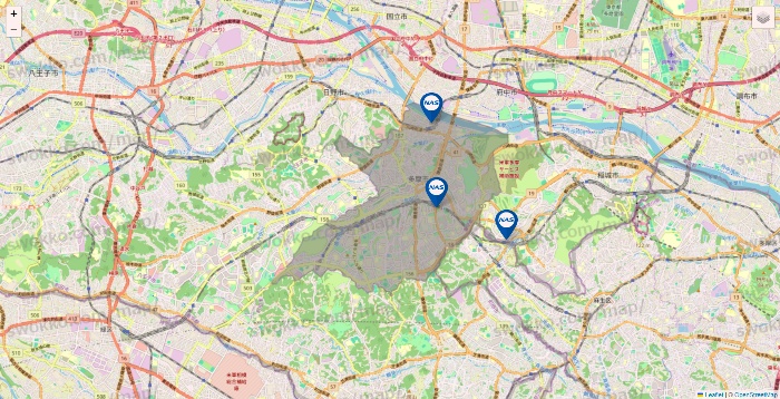 東京都のスポーツクラブNASの店舗地図