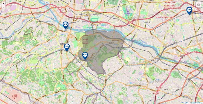 東京都のスポーツクラブNASの店舗地図