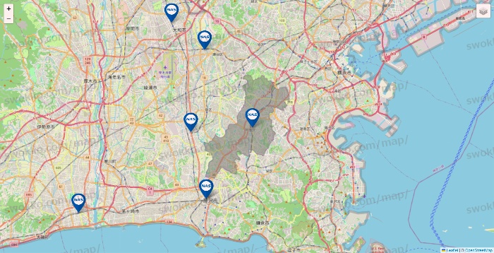 神奈川県のスポーツクラブNASの店舗地図